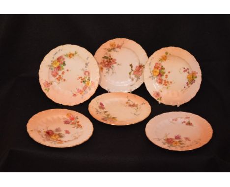 A Set of Six Hand Painted Royal Worcester Plates