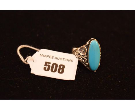 A Heavy Silver Turquoise Ring 