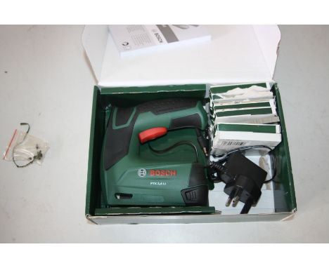 A BOSCH PTK 3,6 LI CORDLESS STAPLER, with charger, original box and staples (PAT not needed as new)