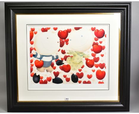 MACKENZIE THORPE (BRITISH 1956) 'DANCING IN LOVE' a limited edition print of a couple surrounded by Love Hearts 32/295, signe