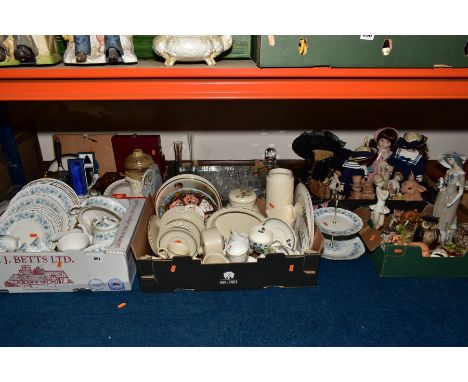 SIX BOXES AND LOOSE CERAMICS AND GLASSWARE to include Colclough Braganza tea wares, Royal Crown Derby Hawthorne cabinet plate