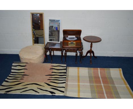 A MODERN ZENNOX TURNTABLE with CD player (PAT pass and working) together with a mahogany coffee/nest of tables, wine table, t