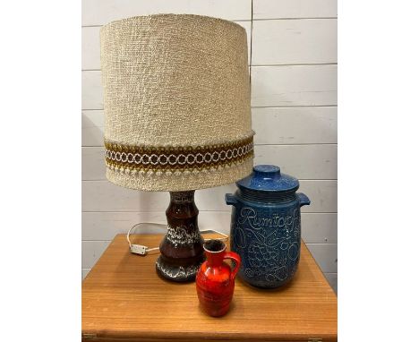 A selection of West German pottery to include a lamp 