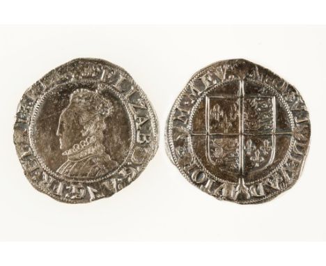 ELIZABETH I, 1558-1603. SHILLING. Sixth issue, mm. anchor. Obv: Crowned bust left. Rev: Shield on cross. c.6.4g, AEF, a sligh