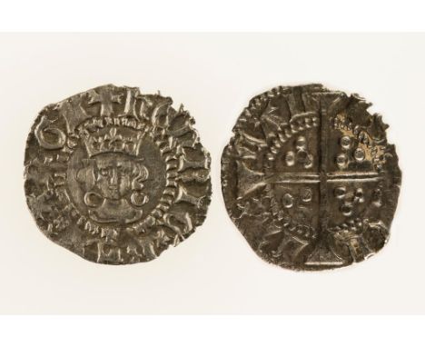 HENRY VI, FIRST REIGN 1422-61. HALFPENNY. Long cross type, Annulet issue. Calais mint. Annulets each side of neck, annulet in