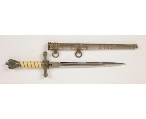 A SECOND WORLD WAR NAZI NAVAL OFFICERS DAGGER, the blade impressed "Original Eickhorn Solingem", with original scabbard, 42.5