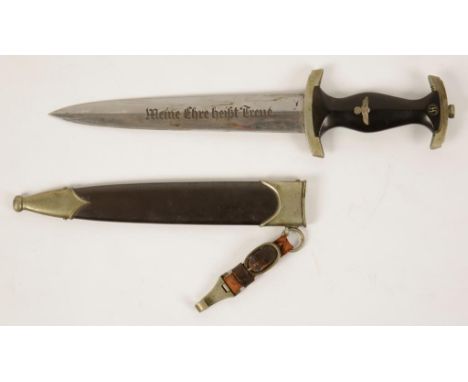 A SECOND WORLD WAR NAZI SS DAGGER, the blade engraved and impressed "C. Bertram Reinh. Sohn Solingen", with original scabbard