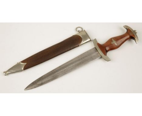 A SECOND WORLD WAR NAZI SA DAGGER with an engraved blade "F.W. Holler Solingen" with scabbard, 38cm.