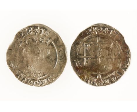 HENRY VIII, 1509-47. GROAT. Third coinage, mm. lis. Obv: Facing portrait. Rev: Shield on cross. c.2.5, weak in areas but deta