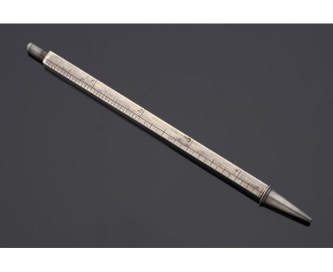 A GEORGE V SILVER PENCIL INCORPORATING A 4½ INCH RULE of square section, 15cm l, maker's mark indistinct, Birmingham 1930 ++S