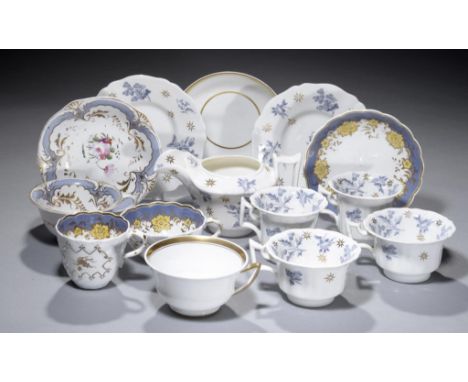 A GROUP OF ROCKINGHAM TEAWARE, C1830-42  various shapes and patterns, cream jug 9cm h, red or puce printed Griffin marks, pat