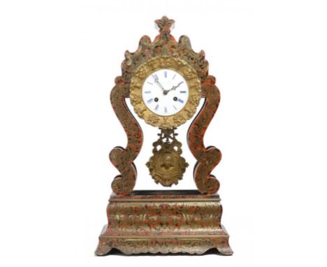 A FRENCH BOULLE AND EBONISED MANTLE CLOCK, C1870 the enamel dial inscribed Robin a Paris, the signature repeated on the round