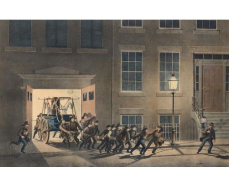 AFTER JAMES POLLARD (1792-1867) LONDON FIRE ENGINES THE NOBLE PROTECTORS OF LIVES AND LIBERTY aquatint, hand coloured, c50 x 