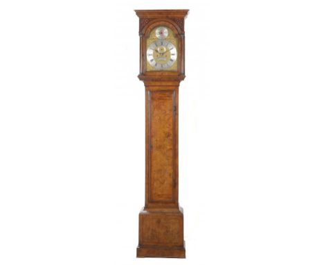 A GEORGE I WALNUT EIGHT DAY LONGCASE CLOCK, WILLIAM WEBSTER, LONDON, C1725  the 12inch breakarched brass dial with matted cen