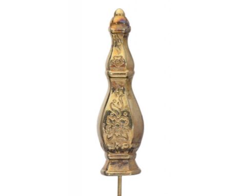 A GOLD STICKPIN  12cm, foreign control mark ++Made up from another article.  The finial possibly originally from a component 