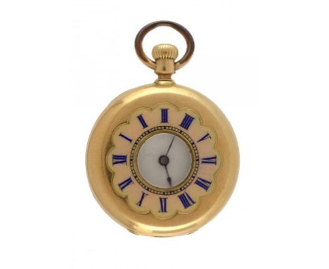 A GOLD KEYLESS LEVER HALF HUNTING CASED LADY'S WATCH, PATEK PHILIPPE & CO, GENEVE  No 39490, with enamel dial and pink enamel