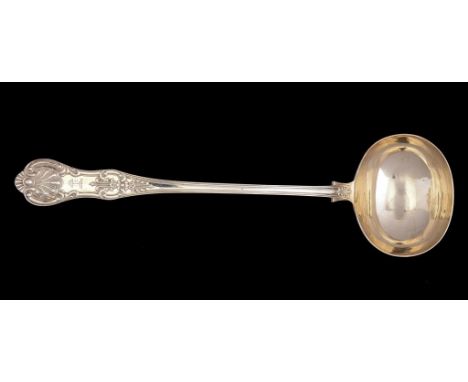 A VICTORIAN SILVER SOUP LADLE  Queen's pattern, crested, by James Dixon & Sons, Sheffield 1895, 10ozs 10dwts ++Fine condition