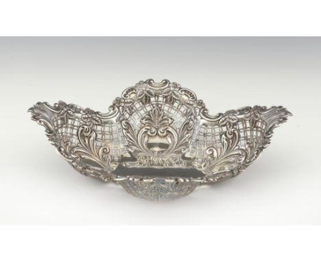 A VICTORIAN PIERCED AND DIE STAMPED SILVER FRUIT BOWL 29.5cm w, by James Dixon & Sons, Sheffield 1899, 13ozs ++Good condition