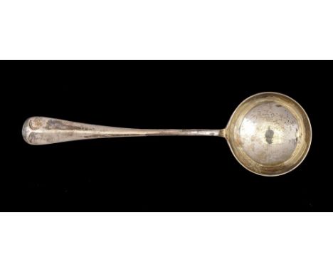 A VICTORIAN SILVER SOUP LADLE  Rat Tail pattern by John Round & Son Ltd, Sheffield 1900, a pair of Vine pattern grape shears 