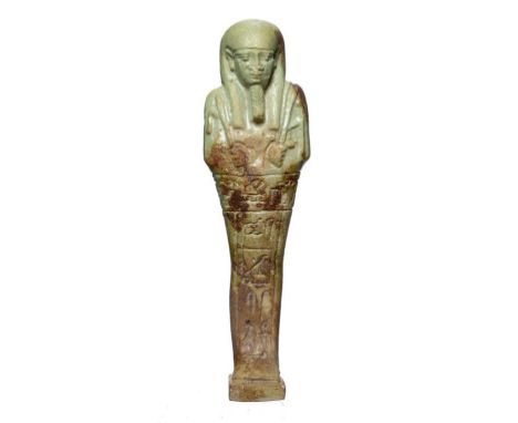 ANTIQUITIES.  AN EGYPTIAN FAIENCE SHABTI 550-350BC 12cm h Provenance: English private collection since the mid 20th c; sold w