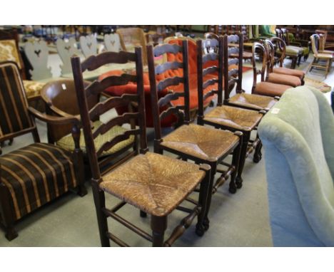 Set of 4 19th Century ladder back chairs