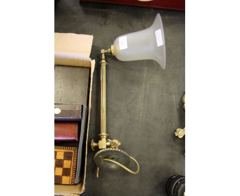 Brass wall bracket with antique shade