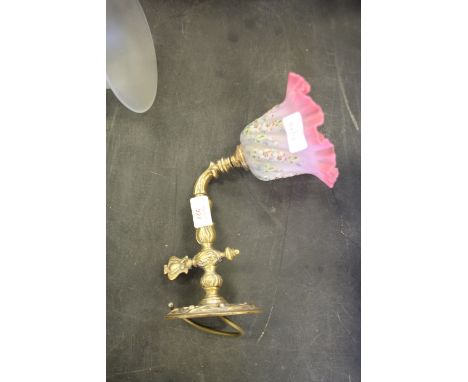 Brass wall bracket with pink handpainted shade