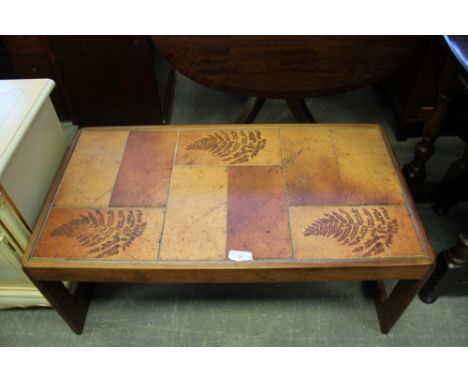 1970's teak tile topped coffee table