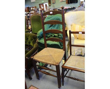 Ladder backed chair with castors