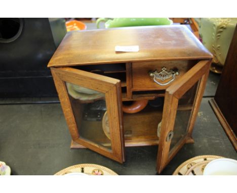 Oak smokers cabinet including vestas and pipe