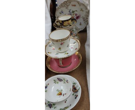 Assorted cabinet cups and saucers, continental plate