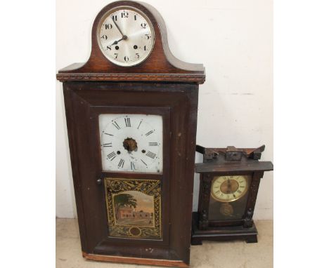 An American wall clock together with two mantle clocks