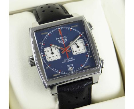 'Monaco', ref: CAW211PA, serial no. RHG74xx, date aperture, subsidiary dials for running seconds and 30 minute recording, cro