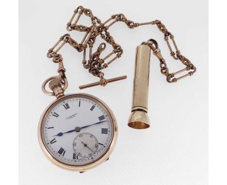the white enamel dial having Roman numerals, subsidiary seconds dial and marked ‘J. W. Benson London’, 9ct gold cuvette, toge