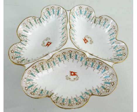 three sections, decorated in Brownfield Wisteria pattern, registration numbers to base ‘117214’ and ‘324028’, dated 11/1907, 