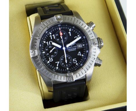 'Avenger', ref: E13360, uni-rotational bezel, quarter riders, navy dial, white split-second markers, white / luminous Arabic 