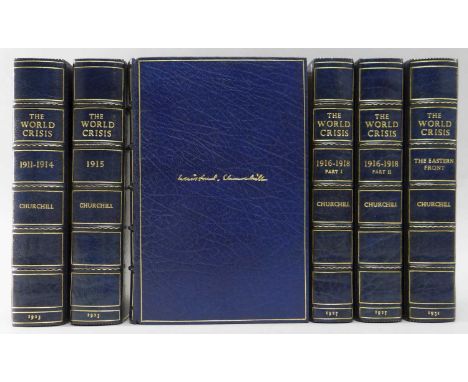 5 vol. in 6, errata strips in three vols. FIRST EDITION, black and white plates, maps and charts (some folding), full blue cr