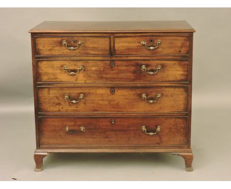 A George III mahogany chest of two short and three long drawers, on ogee bracket feet, 102cm wide