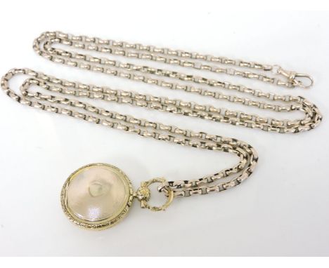A 9ct gold belcher chain, with gold cased engine turned locket, chain 37.87g, locket 14.17g