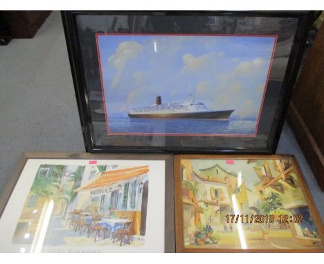 James Flood - QE2, a lithograph signed lower right hand corner, limited edition no 511/1000, 21 1/2" x 31", together with a D