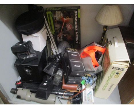 A mixed lot to include mobile phones, watches, tripod stand, DVD player and other items 