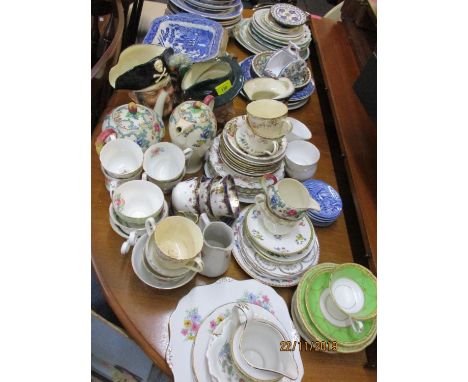Three Toby jugs, mixed part teasets and vintage china to include pictorial plates 