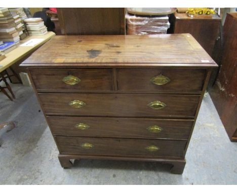 An early 19th century mahogany chest of two short and three long graduated drawers on bracket feet 41 1/2" x 43" x 21 3/8" 