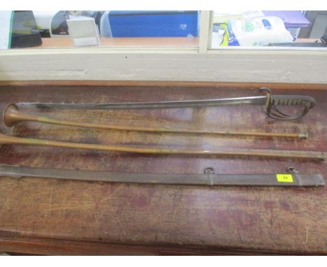 A late 19th century Officers sword with scabbard having a shagreen handle, the blade engraved Folkard &amp; Co 19 Clifford St