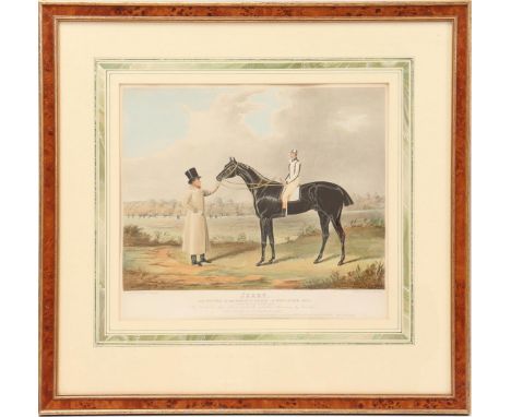 English color lithograph in frame, Jerry, The winner of the great St. Leger at Doncaster 1824, original painting is by M Herr