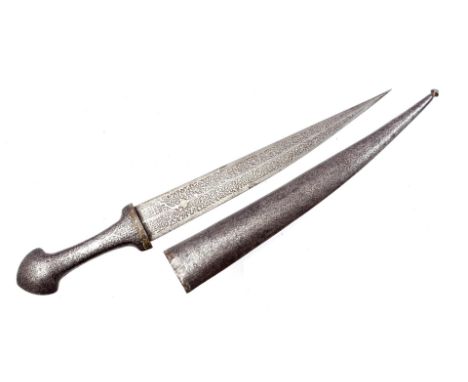 Metal Khanjar dagger with richly decorated metal blade and handle, wooden scabbard with richly decorated metal fittings, Otto