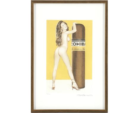 Mel Ramos (1935-2018)Woman with cigar, color lithograph 301/500, 38x24 cm, outer size is 59x41 cm