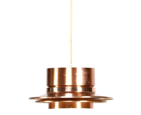 Metal copper-coloured hanging lamp, 110 cm long
