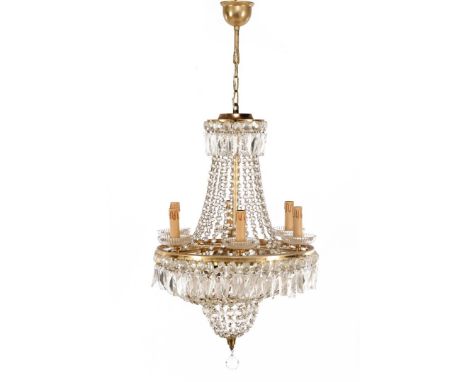 Classic 6-light hanging lamp with cut icicles, approx. 95 cm high