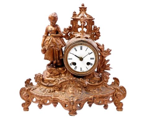 Zamak mantel clock, 29 cm high, 29 cm wide